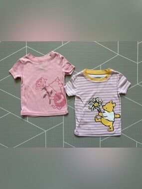 Life is good|Baby girl set of two tees,Winnie the Pooh & piglet ribbed tops•12M